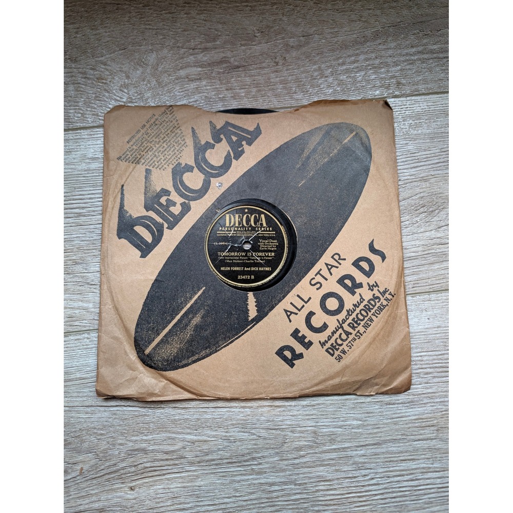 Decca 23472 78 RPM Dick Haymes Helen Forrest Chasing Rainbows Tomorrow Forever